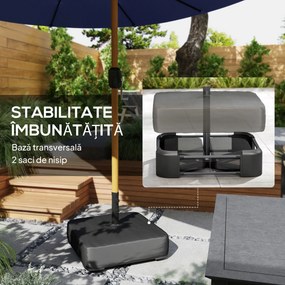 Outsunny Umbrelă Dublă de Grădină 4.7x2.8 m, Umbrelă de Exterior cu Manivelă, Bază Cruce, Saci de Nisip, Husă de Protecție, 12 Spițe, Anti-UV, pentru Terasă și Balcon, Albastru Închis | Aosom Romania