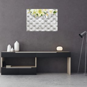 Tablou pe sticlă cu flori de crin (70x50 cm)