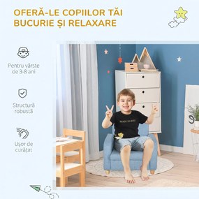 HOMCOM Scaun pentru Camera Copiilor în Material Textil Max. 65 kg 49x45x44cm Albastru | Aosom Romania