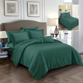 Lenjerie de pat Damasc Policoton cu 6 piese, pentru pat dublu, verde, IMP54
