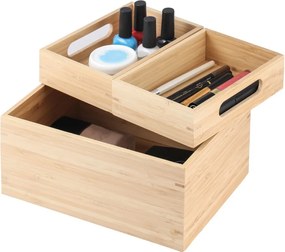 Organizator de baie în culoare naturală pentru cosmetice, din bambus Isalys – MSV