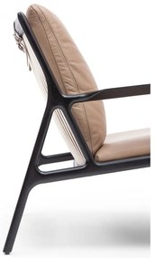 Fotoliu negru-bej cu tapițerie din piele Dedo – Gazzda