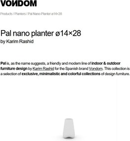 Ghiveci plante/ flori design decorativ modern pentru amenajari interioare si exterioare, VLEK NANO PLANTER 51015A alb Vondom