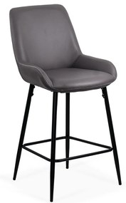 Scaun de bar fix din piele sintetică gri si cadru metalic ABS 146