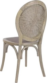 Scaun dining din lemn de ulm cu spătar și șezut împletit din rattan, 44×42×95 cm, „Medallion"