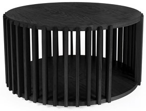 Masă auxiliară din lemn de stejar Woodman Drum, ø 83 cm, negru