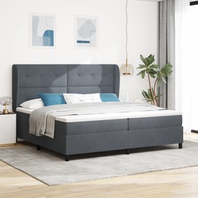 vidaXL Pat cu saltea cu arcuri Gri închis 200x200 cm din catifea