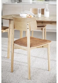 Scaune de dining maro coniac/natural 2 buc. din imitație de piele Wolcott – Rowico