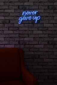 Decoratiune luminoasa LED de perete Never Give Up Albastru 39.5x23x2 cm