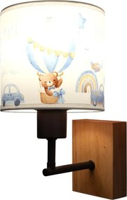Brilagi - Lampă de perete BOBO WOOD 1xE27/25W/230V stejar/negru/alb/albastru/ursuleți