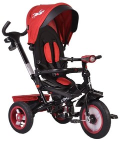 Tricicleta cu copertina detasabila NOVOKIDS™ Jockey Trike , Cu far luminos si melodii, Roti gonflabile din cauciuc, Pozitie somn, Pedale si maner