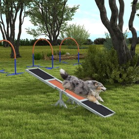 PawHut Agility sport pentru câini balansoar echipament antrenament câine lemn brad prelucrat fetru bituminat antiderapant gri negru | Aosom Romania