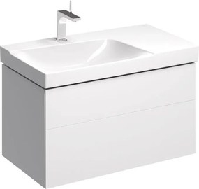 Dulap baza pentru lavoar cu blat suspendat sifon stanga Geberit Xeno2 alb 2 sertare 88 cm