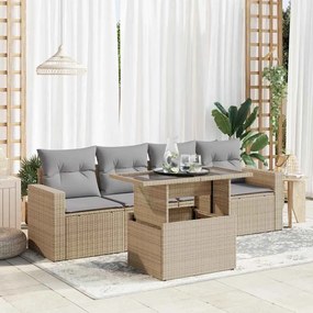 vidaXL Set canapele de grădină cu perne, 5 piese, bej, poliratan