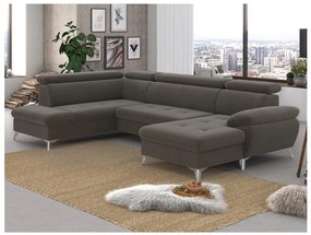 Canapea colțar extensibilă cu spațiu de depozitare CATANIA U stânga maro