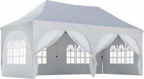 Outsunny Gazebo pliabil 3x6 m, cu pereți detașabili, saci cu nisip, geantă de transport și protecție UV30+, gri deschis/alb | Aosom Romania