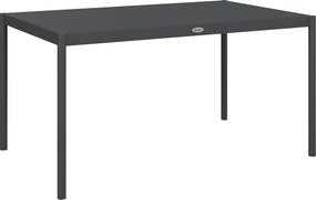 Outsunny Masă de Grădină cu Lamele, Dimensiuni 145x90 cm, Masă de Dining pentru 6 Persoane, Rectangulară, din Aluminiu și Oțel, pentru Curte, Terasă, Balcon și Exterior, Gri Închis | Aosom Romania