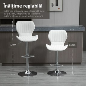 HOMCOM Set 2 Scaune Înalte cu Înălțime Reglabilă, Șezut Ergonomic și Suport pentru Picioare, 47x51,5x113,5 cm, Alb | Aosom Romania