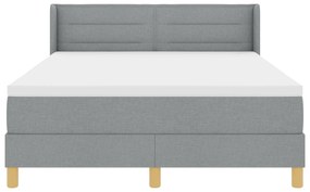 vidaXL Pat box spring cu saltea gri deschis, 160 x 200 cm, din țesătură.
