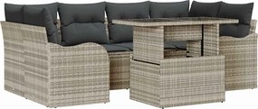 vidaXL Set de canapele pentru grădină 7 pcs Gri deschis Poli Rattan