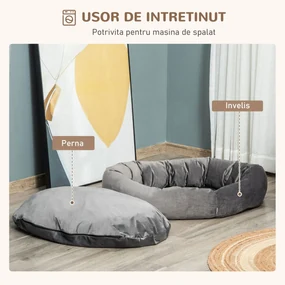 PawHut pat capitonat pentru caini, 102x74x23cm, gri inchis | AOSOM RO