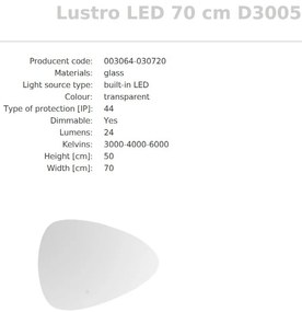 Oglinda baie cu iluminat LED IP44 Mirror LED 50x70cm