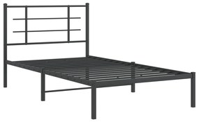 355555 vidaXL Cadru de pat metalic cu tăblie, negru, 100x190 cm
