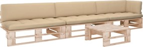 vidaXL Set mobilier paleți cu perne, 4 piese, lemn de pin tratat