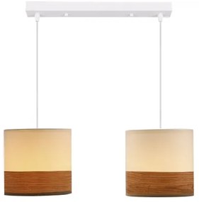 Lustră pe cablu BIANCO 2xE27/40W/230V alb/maro