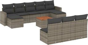 vidaXL Set canapele de grădină cu perne, 11 piese, gri, poliratan