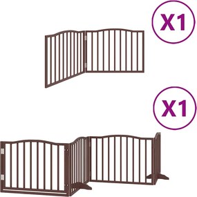 vidaXL Poartă câini pliabilă cu ușă 6 panouri maro, 480 cm, lemn plop
