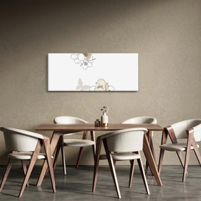 Tablou - Flori bej cu fluture N⁰2 (120x50 cm)