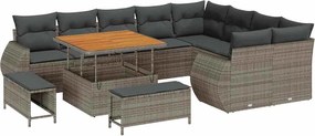 vidaXL Set de canapele pentru grădină 12 pcs Gri poliratan