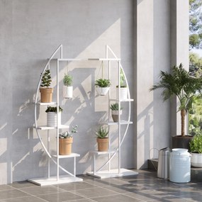 Outsunny Jardiniera din Metal cu 5 Etajere, Suport de flori pentru Interior si Exterior, 53x33x154cm, Alb | Aosom Ro