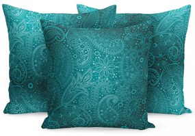 Fata de perna turcoaz 50x60 cu multe ornamente 45x45 cm
