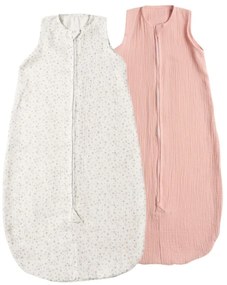 Set 2 saci de dormit de vara pentru copii din muselina dubla 3-18 Tiny Hearts Gray Old Rosa, 0.3 tog