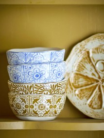 Set 4 boluri din ceramică artizanală, multicolor cu motive mediteraneene, 10,5×5 cm, „Milton"