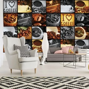 Fototapet - I Love Coffee - colaj (254x184 cm)