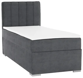 Pat boxspring, pat de o persoană, gri, 90x200, stânga, AMIS