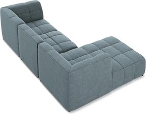 Colțar albastru cu tapițerie din țesătură bouclé (cu colț pe partea stângă/cu șezlong) Aloha – Makamii