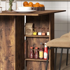 HOMCOM Masa Pliabila de Luat Masa, Masa cu Blaturi pentru Spatii Mici, cu Rafturi cu 2 Niveluri, Masa de Bucatarie Mica cu Rotile de Rulare | Aosom Romania