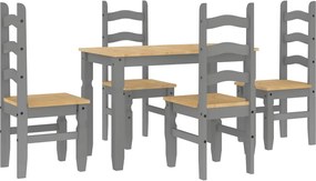 vidaXL Set de sufragerie din 5 piese Panama din lemn masiv de pin gri