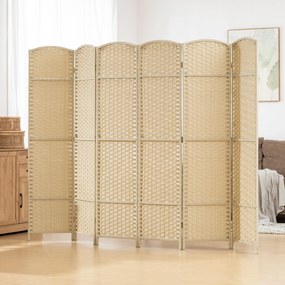 HOMCOM Paravan interior din lemn 6 panouri 240 x 170 cm separator de cameră pliabil pentru living, dormitor, natural | Aosom Romania