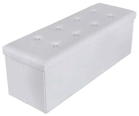 BANCHETA CU SPATIU PENTRU DEPOZITARE, 110X38X38 CM, PIELE ECOLOGICA, ALB