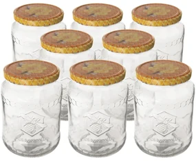 Set de borcane cu capace Orion Mix miere 0,77l, 8 buc