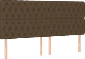 vidaXL Tăblie de pat maro închis 180x7x118/128 cm, material textil