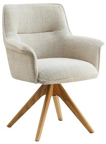 Set de 2 scaune pivotante picioare din lemn LE GRAND bej chenille