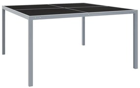 vidaXL Masă de grădină, gri, 130x130x72 cm, oțel și sticlă