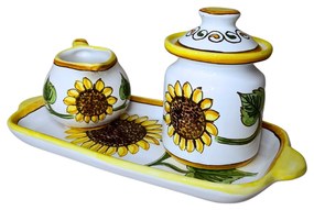 Set ceramică servit ceai/cafea model Floarea Soarelui