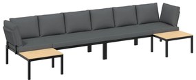 3283697 vidaXL Set mobilier de grădină cu perne, 4 piese, negru, aluminiu